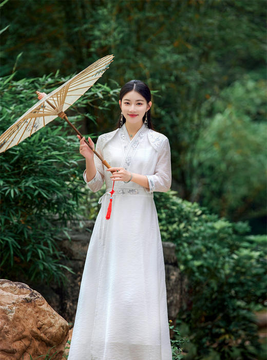 FLZD-2382禅意女装中国风改良汉服仙气复古文艺交领修身长裙紫色茶服连衣裙 商品图4