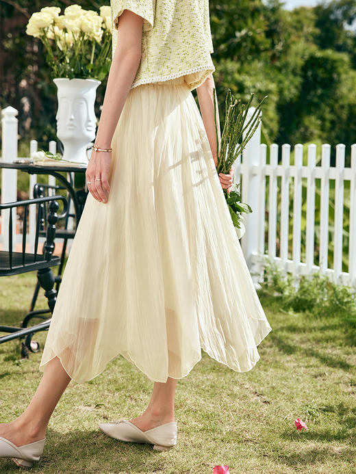 OLrain欧芮儿法式雪纺半身裙女夏季2023年新款高腰不规则A字纱裙 商品图2