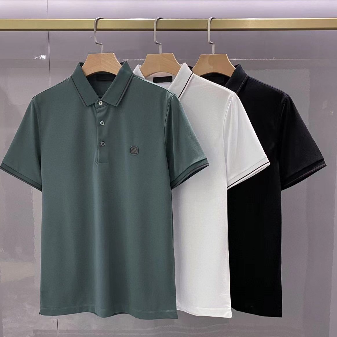 【à perles】高品质牛货 Z家男士商务休闲三粒扣翻领短袖【现货】