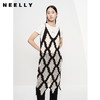 NEELLY纳俪商场同款黑白格子叠穿镂空吊带连衣裙两件套白色T恤夏N23061Z01208 商品缩略图2