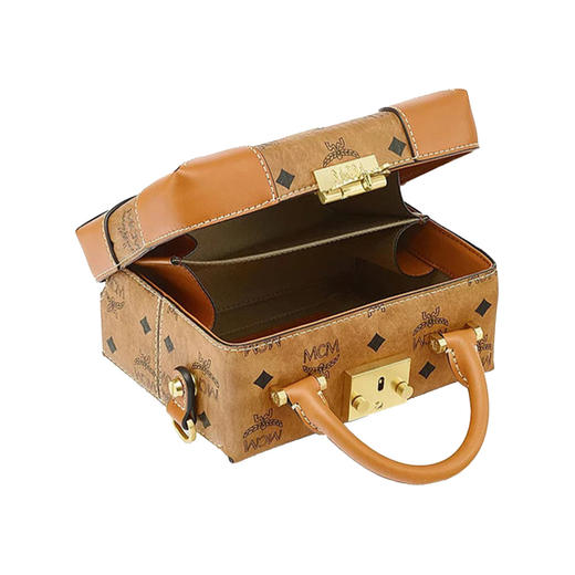 MCM 奢侈品 女士涂层帆布手提单肩斜挎包干邑色LOGO图案 MWRAABF03CO001 商品图3