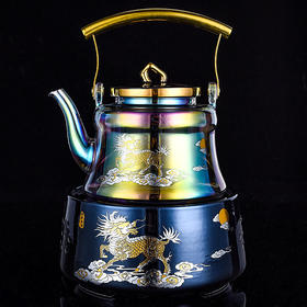 【日用百货】-焕彩金银贝彩烧玻璃提梁蒸茶壶家用电陶炉烧水壶