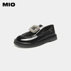 MIO米奥秋季粗跟圆头小皮鞋方扣复古单鞋一脚蹬乐福鞋女 M234500568 商品缩略图0