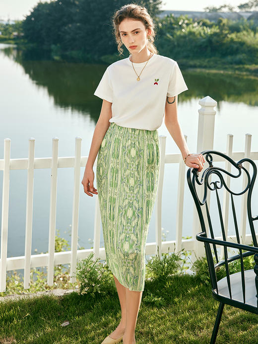 OLrain欧芮儿法式碎花半身裙女夏季2023新款高腰百褶小清新直筒裙 商品图3