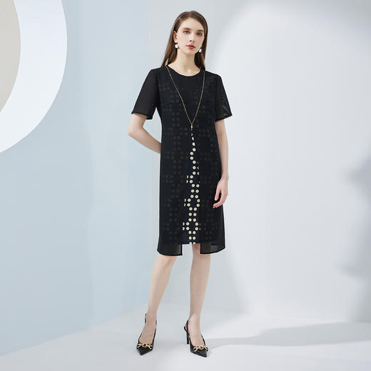 NF8Q3斯尔丽瑟俪2023夏季新款花型蒙纱高开叉显高优雅实穿连衣裙 商品图3