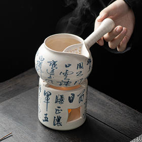 【日用百货】-日式诗文侧把壶蜡烛温茶烤茶炉