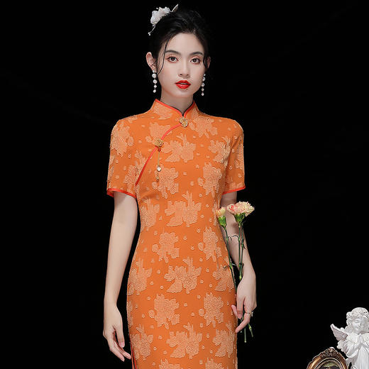 OY230156 中国风女装夏季2023年新款复古气质优雅旗袍连衣裙 商品图1