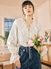 OLrain欧芮儿法式白色V领蕾丝雪纺衫女春季2023年新款荷叶边上衣 商品缩略图2