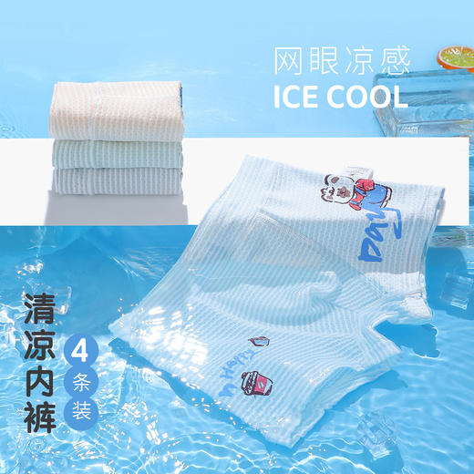 【4条装】【110，150，160】【5A抑菌网眼透气】男童清爽网眼透气内裤精典泰迪 商品图2