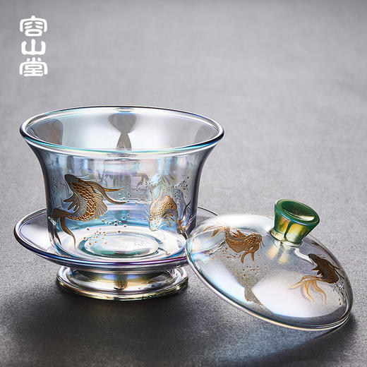 【日用百货】-焕彩金银烧玻璃盖碗耐热加厚三才茶碗 商品图3