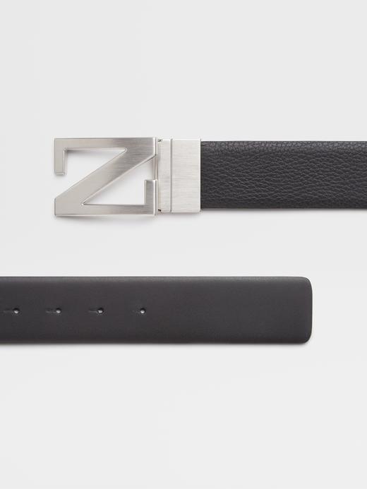 【预定款】Zegna 杰尼亚 黑色鹿皮配皮革双面皮带 宽3.3cm 90-120cm长度可选 LHCRY-B031AZ-NER 商品图2