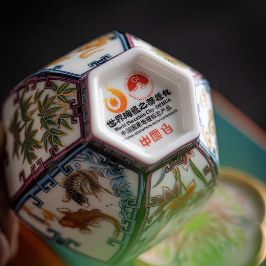 【日用百货】-中式羊脂玉瓷六方聚财主人杯家用陶瓷茶杯 商品图3