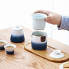 【日用百货】-便携式收纳功夫茶具套装陶瓷一壶三杯配茶盘 商品缩略图3