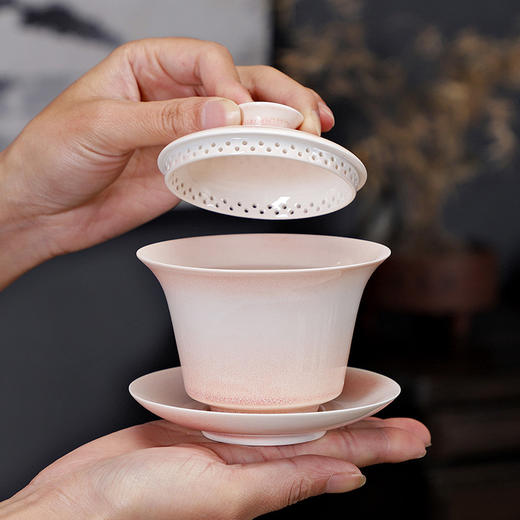 【日用百货】-窑变陶瓷三才盖碗简约泡茶碗茶杯 商品图1