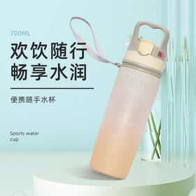 水杯大容量700ml喝水壶夏天吸管女生手提渐变运动刻度便携水杯YXRY60126