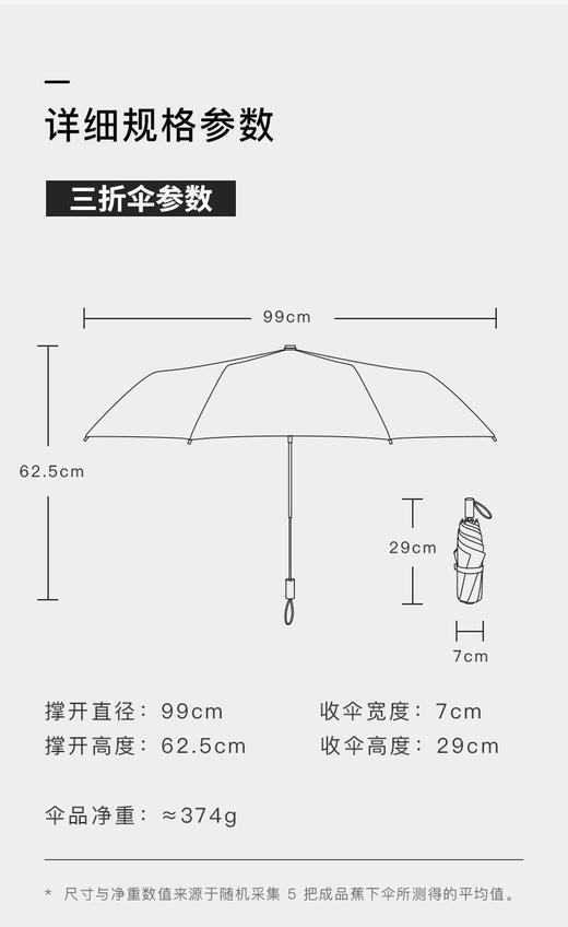 蕉下双层小黑伞遮阳伞经典大花黑胶防晒伞女晴雨两用雨伞UPF50+ 1件装 商品图3