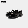 MIO米奥春季真皮丁字玛丽珍鞋蝴蝶小皮鞋粗跟方头浅口单鞋女鞋M234430114 商品缩略图3