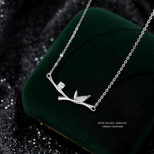 【节节高升】S999银足银竹子锆石项链【YXS-A2910】 商品图2
