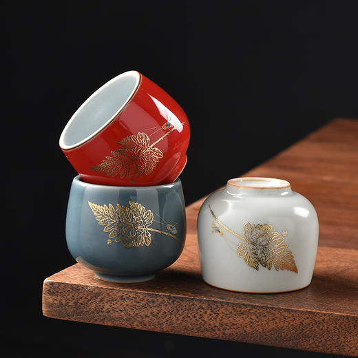 【日用百货】-金叶官窑茶杯家用陶瓷品茗杯 商品图3