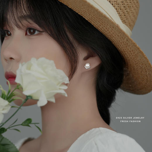 【婉荧】S925银熔岩肌理淡水珍珠耳饰【YXS-E3170】 商品图3