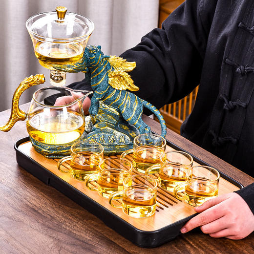【日用百货】-如虎添翼自动茶具套装家用创意耐热玻璃泡茶器 商品图2