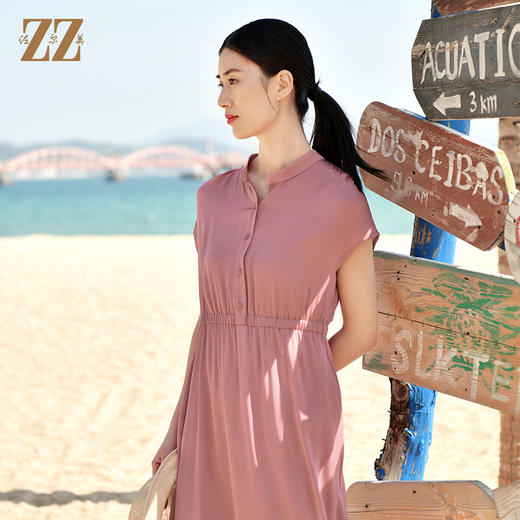 佐尔美夏季新款 休闲时尚无袖桑蚕丝真丝连衣裙女E32LS42 商品图2