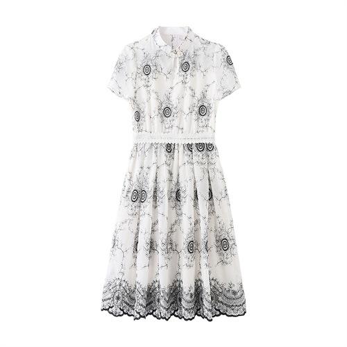 可爱优雅，圆领通勤中腰套头短袖中长款百搭夏季连衣裙HR-JXYR8303 商品图4