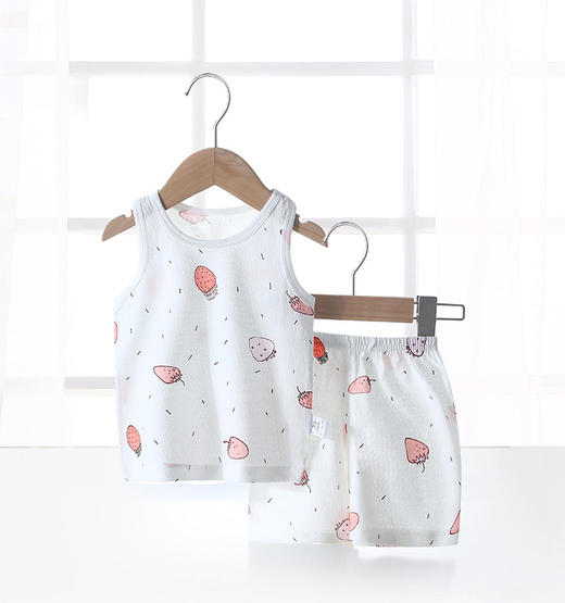 【49元/2套】婴儿儿童背心睡衣套装，A类纯棉，舒适透气，多种颜色可选，无荧光剂，宽松圆领，时尚百搭，夏季薄款网眼棉，男女宝宝小童，1岁-3岁无袖短裤两件套 商品图11