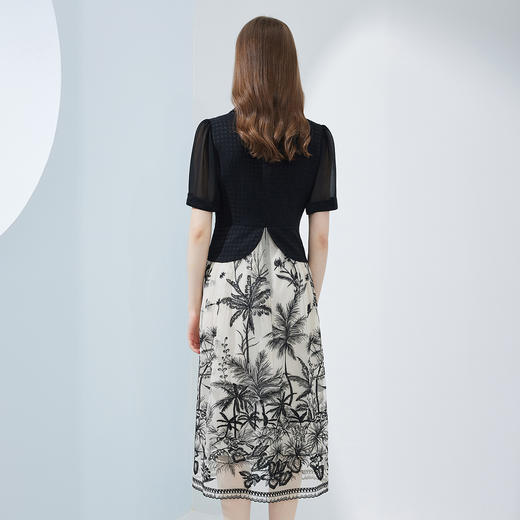 NF8Q7斯尔丽瑟俪2023夏上新蕾丝绣花小西装领假两件连衣裙 商品图1