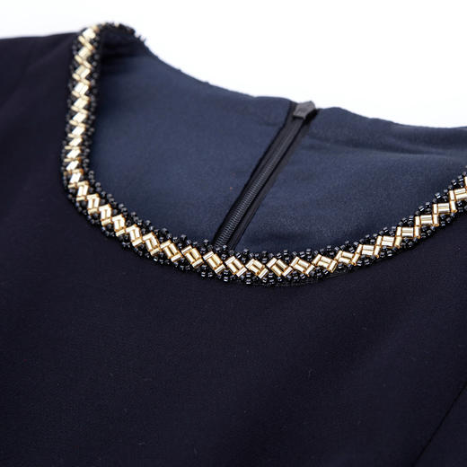 NF8N6斯尔丽瑟俪2023夏季新款压褶皱高腰节撞色下摆连衣裙 商品图4