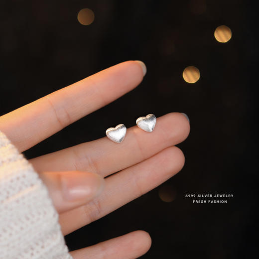 【冰心】S999银足银花丝爱心耳饰【YXS-E3193】 商品图2