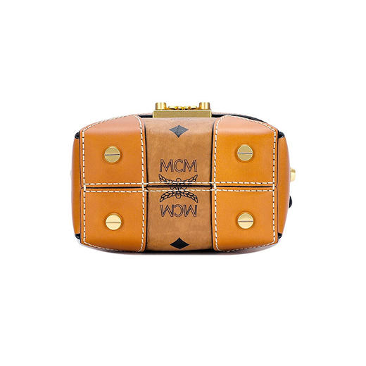 MCM 奢侈品 女士涂层帆布手提单肩斜挎包干邑色LOGO图案 MWRAABF03CO001 商品图5