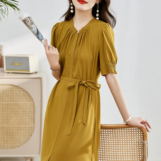 夏季新款，圆领系腰带直筒连衣裙HR-LMYS617-1 商品图6