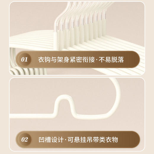 【10根装】衣架家用挂衣浸塑防滑晾衣架子加厚加粗防肩角撑子宿舍不锈钢衣撑 商品图5