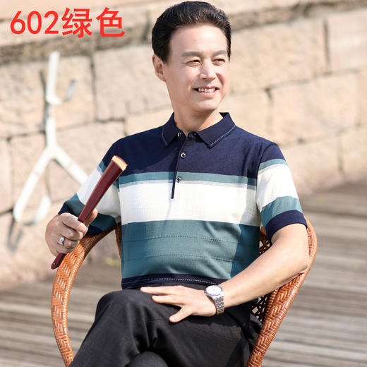 【潮流凸显魅力❗️夏季新款中年爸爸短袖】舒适透气柔软，冰丝t恤男士商务休闲翻领男装t恤父亲节礼物粉丝专属男士父亲节礼物新年礼盒年货礼盒 商品图4