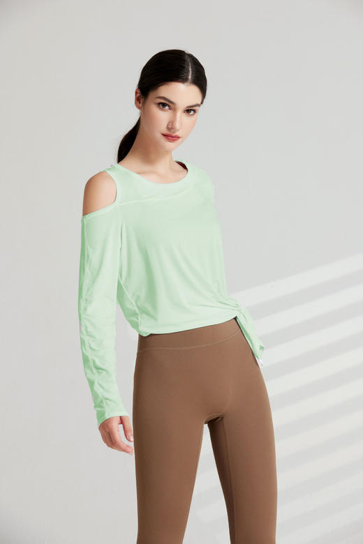 哈瓦塔长袖漏肩罩衫上衣 商品图2