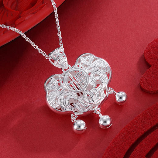 子佩集S990银儿童长命锁【CM4011-2】花丝福套链项链2305 商品图2