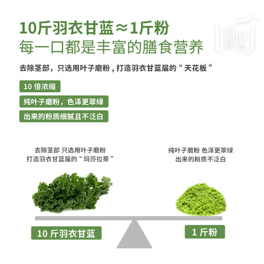 【昀蓉时光·羽衣甘蓝粉】除了羽衣甘蓝什么都不加 · 高膳食纤维 · 补充蔬菜摄入量，体重管理期都可以喝（5g*10条/盒） 商品图2