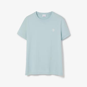 BURBERRY 巴宝莉 男士TB专属标识装饰刺绣棉质圆领短袖T恤 浅蓝色 8065401 B5183