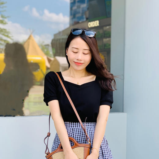 【百图lulu定制】【现货】【万金油T恤】鸡心领 小泡泡袖  短袖T恤 商品图3