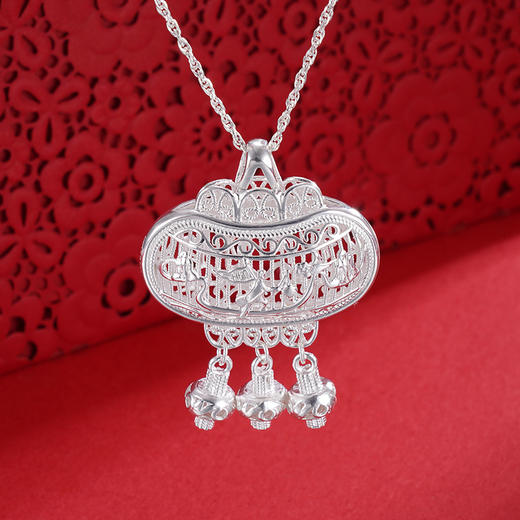 子佩集S990银功名灯吊坠【ZGMD】花丝功名灯(不含链)2305 商品图2