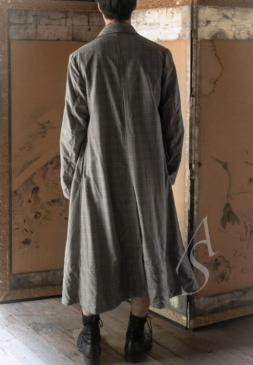 Paul Harnden  男士浅灰威尔士格纹薄羊毛长外套 商品图2