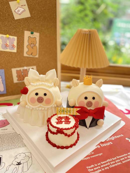 情人节 结婚翻糖猪猪奶油蛋糕 下单前请仔细阅读商品详情 商品图0