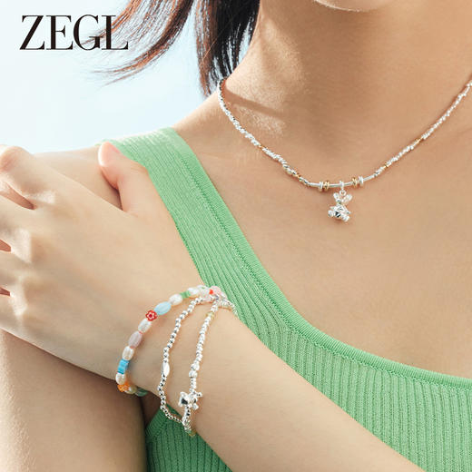 ZEGL设计师小熊系列碎银子淡水珍珠手链女生轻奢小众精致手饰 商品图1