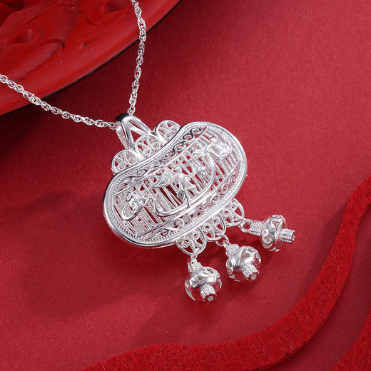 子佩集S990银功名灯吊坠【ZGMD】花丝功名灯(不含链)2305 商品图5