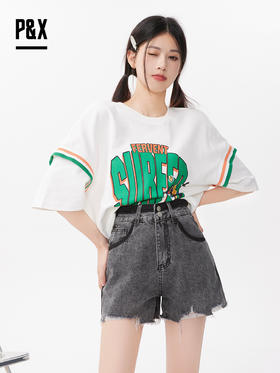 P&X设计师女装2023夏季 牛仔短裤 823227772B 黑色