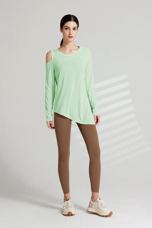 哈瓦塔长袖漏肩罩衫上衣 商品图10