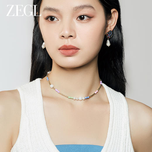 ZEGL设计师童心彩绘系列笑脸珍珠耳环女耳钉银针耳饰 商品图2