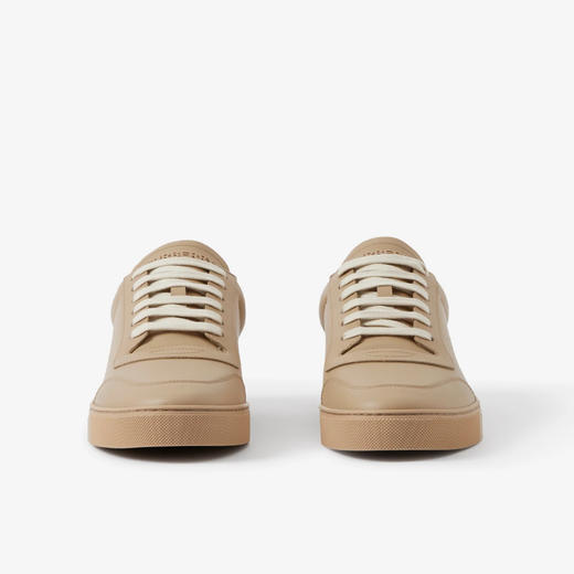 【二】BURBERRY 巴宝莉 男士皮革拼格纹棉质休闲运动鞋 卡其色 8065532 A7026 商品图1