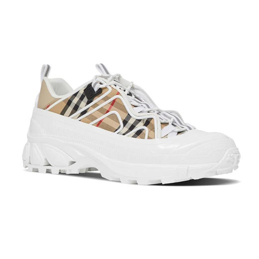 BURBERRY 巴宝莉 女士 Vintage 格纹棉质拼皮革 Arthur 休闲运动鞋 格子 8056928 A7026 商品图1